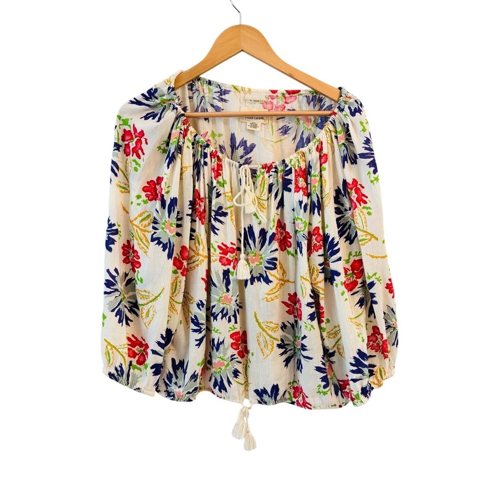 Ralph Lauren Denim & Supply Top Womens Size M Floral Boho Peasant‎ Beach